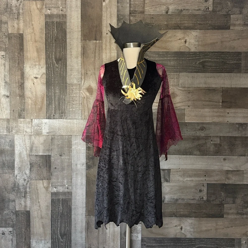 Vampire princess dress costume girls medium sparkly spiderweb Halloween party